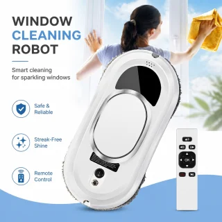 Logu tīrīšanas robots ar pulti, stikla tīrīšanas robots, robotizēts logu mazgātājs 3