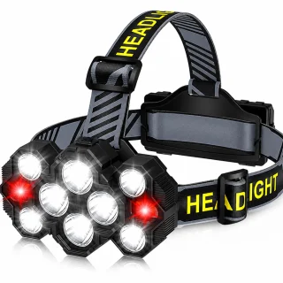Galvas lukturis ar LED, uzlādējams, 1000 lūmeni, ar USB-C pieslēgvietu, ūdensizturīgs, LED pieres lampa, LED galvas prožektors
