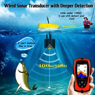 Zivju meklētājs ar sonaru, pārnēsājams zivju detektors ar LCD displeju, 100 m dziļuma sonars, eholote makšķerēšanai, portatīvais zivju meklētājs 3