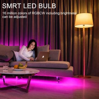 Viedā RGB LED spuldze 10W ar WiFi un Bluetooth, E27 cokols, viedā lampiņa, RGB krāsu maiņas spuldze 5
