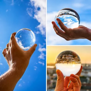 Stikla foto lode 200 mm, caurspīdīga kristāla sfēra fotografēšanai, kristāla stikla bumba fotografēšanai, foto kristāla bumba 4