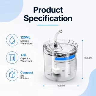 Kaķu un suņu ūdens strūklaka 2 l, kluss sūknis, divi plūsmas režīmi, ar aktivētās ogles filtru, caurspīdīga dzirdinātava, mājdzīvnieku dzeramā strūklaka, automātiska ūdens dzirdne 2