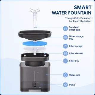 Automātiskais dzirdināmais strūklakas tipa trauks mājdzīvniekiem 2L ar filtrāciju un ūdens sildīšanu, kaķu un suņu ūdens strūklaka, automātiskā mājdzīvnieku dzirdināšanas strūklaka 3