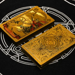 Tarot kāršu komplekts ar zelta foliju, 78 kārtis no ūdensizturīga papīra zīlēšanai un pareģošanai ar izturīgu iepakojumu, zīlēšanas kārtis, zelta tarot kārtis 2