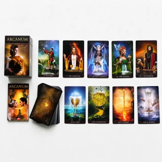Tarot kārtis Arcanum, ūdensizturīgs taro kāršu komplekts zīlēšanai, pareģošanai un garīgajai vadībai, taro kāršu paka, zīlēšanas kāršu kava 3