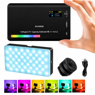 RGB LED kameras gaisma, 50W, RGB lampa kamerai ar uzlādējamu akumulatoru, RGB apgaismojums kamerai, portatīvā video gaisma 5