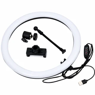 RGB gredzena lampa 26 cm ar telefona turētāju, LED riņķa apgaismojums, foto gredzenlampa 2