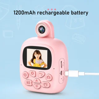 Bērnu tūlītējās drukas fotoaparāts ar pašbilžu funkciju, rozā, termodrukas 24MP kamera, bērnu instant foto kamera, bērnu pašbilžu fotoaparāts 4