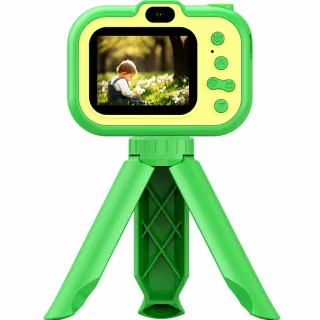 Bērnu digitālā kamera ar statīvu, zaļa, bērnu foto kamera rotaļlieta, bērnu fotoaparāts, bērnu kamera rotaļlieta