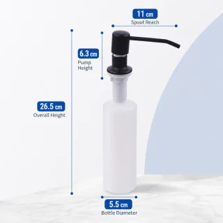 Iebūvējamais šķidrā ziepju dozators, melns, 500 ml, iebūvējams izlietnē, iebūvējamais ziepju dozators, iebūvējams šķidro ziepju trauks 4
