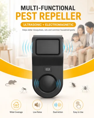 Ultraskaņas kaitēkļu atbaidītājs kukaiņiem un pelēm, komplekts 2 gab., ultraskaņas grauzēju un insektu atbaidīšanas ierīce, elektroniskais kaitēkļu repelents 3