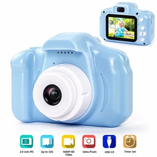 Bērnu digitālā videokamera HD, zila mini kamera bērniem, bērnu foto kamera 2