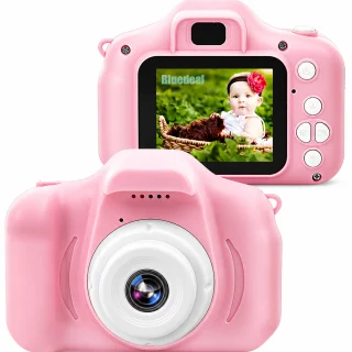 Bērnu digitālā kamera rozā krāsā, bērnu fotoaparāts, bērnu kamera