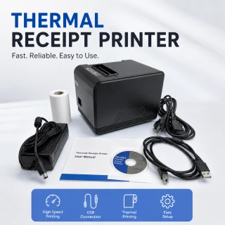 Termo čeku printeris 80mm ar USB pieslēgumu un kases atvilktnes portu, POS čeku printeris, POS biļešu printeris 5
