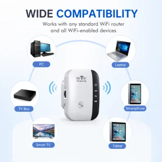 WiFi signāla pastiprinātājs, bezvadu WiFi diapazona paplašinātājs ar WPS pogu, LAN pieslēgvietu un indikācijas gaismām, WiFi diapazona pastiprinātājs, bezvadu rūtera signāla pastiprinātājs 5