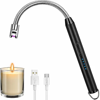 Elektriskā grila šķiltava ar elastīgu kakliņu, melna, plazmas loka šķiltava, uzlādējama USB šķiltava