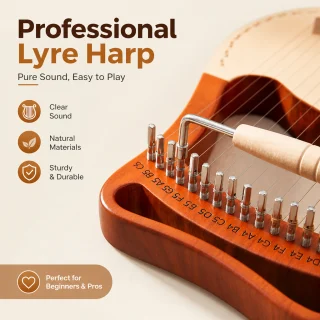 Liras arfa ar 19 stīgām, mūzikas instruments, liras tipa arfa, mazā arfa 2