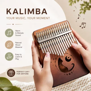Kalimba 17 taustiņi no koka, īkšķu klavieres, pirkstu klavieres 2