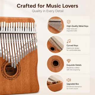 Kalimba 21 taustiņi, koka pirkstu klavierīte, īkšķa klavieres, pirkstu pianīno 3