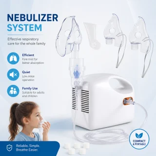 Kompresora inhalators elektriskais medicīniskais smidzinātājs, elektriska nebulizatora ierīce elpceļu ārstēšanai, medicīniskais kompresoru nebulizators 3