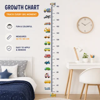 Bērnu auguma mērīšanas lineāls 180 cm, sienas uzlīme ar automašīnām, auguma mērīšanas uzlīme, auguma mērlente bērnu istabai 3