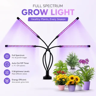 LED augu lampas ar apgaismojumu, 4 galvu augu audzēšanas lampa, LED fitolampa istabas augiem 3