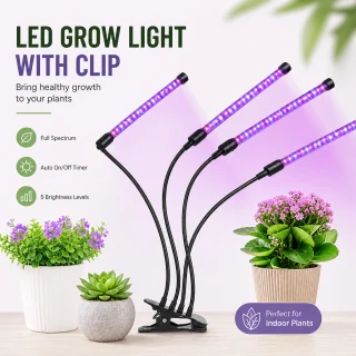 LED augu lampas ar apgaismojumu, 4 galvu augu audzēšanas lampa, LED fitolampa istabas augiem 2