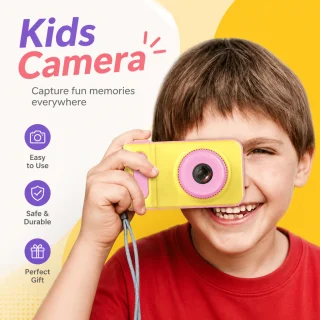Bērnu digitālā kamera ar HD video, dzeltena mini bērnu fotokamera, bērnu fotoaparāts, rotaļu fotokamera 4
