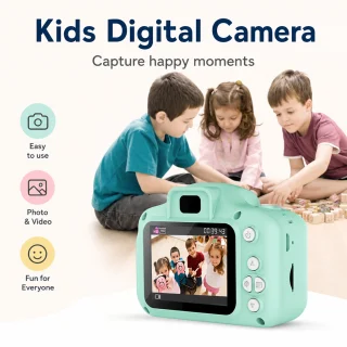 Bērnu digitālā videokamera, HD mini kamera bērniem, zaļa bērnu fotokamera, bērnu video fotoaparāts 3