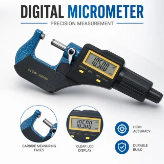 Digitālais mikrometrs ar displeju 0–25 mm, elektroniskais mikrometrs, digitālais mikrometra šubleris 4