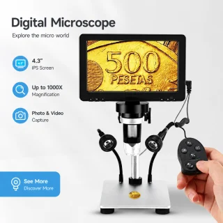 Digitālais mikroskops 1200x ar ekrānu, 7 collu LCD profesionālais mikroskops, elektroniskais palielināmais mikroskops 2