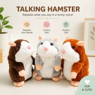 Runājošs hamsters rotaļlieta, balss imitējošs plīša hamsters, 15 cm, runājošs džerbojs, balss ierakstošs hamsters rotaļlieta 3