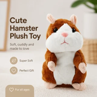 Runājošs hamsters rotaļlieta, balss imitējošs plīša hamsters, 15 cm, runājošs džerbojs, balss ierakstošs hamsters rotaļlieta 4