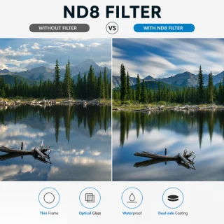 ND8 neitrālais pelēkais filtrs 62 mm, 3 soļu ND gaismas samazinājuma filtrs, neitrālā blīvuma kameras objektīva filtrs 2