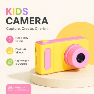 Bērnu digitālā kamera ar HD video, dzeltena mini bērnu fotokamera, bērnu fotoaparāts, rotaļu fotokamera 3