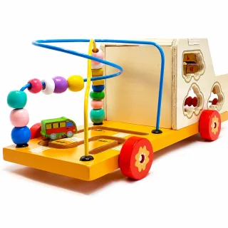Koka auto transportiera rotaļlieta, automašīnu pārvadāšanas kravas automašīnas rotaļlieta, koka mašīnu vedējs, koka auto vedējs 2