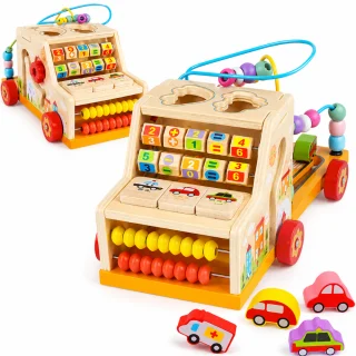 Koka auto transportiera rotaļlieta, automašīnu pārvadāšanas kravas automašīnas rotaļlieta, koka mašīnu vedējs, koka auto vedējs