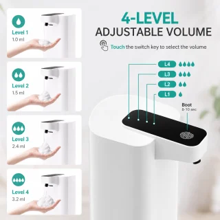 Automātiskais ziepju dozators 400 ml, elektriskais bezkontakta ziepju dozators, sensora šķidro ziepju dozators 3