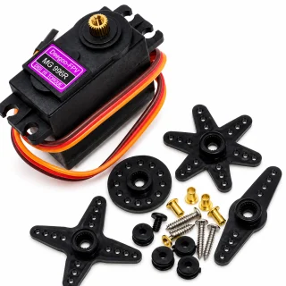 Servo piedziņa MG996R ar metāla zobratiem, 180° rotācijas servomotors RC modeļiem, RC modelisma servo mehānisms, metāla zobratu servomotors