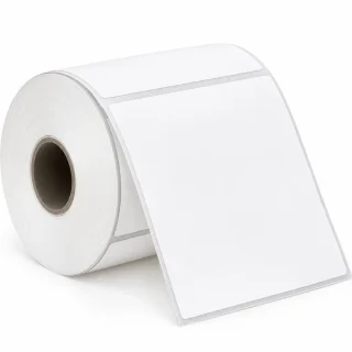 Termo etiķetes 100x100 mm, balts termo papīrs, 500 pašlīmējošas uzlīmes rullī, piemērotas termo printeriem, termo uzlīmes, termo etiķešu rullis