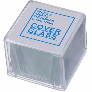 Mikroskopa segstikli 20x20 mm, biezums 0,13–0,17 mm, komplekts 100 gab., laboratorijas un medicīniskai lietošanai, mikroskopa segstikls, mikroskopa pārsegstikls