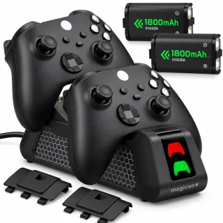 Xbox pults lādētājs ar USB dokstaciju, 2 uzlādējamie 1800mAh akumulatori un lādēšanas stacija, Xbox kontroliera akumulatoru lādētājs, Xbox vadības pults uzlādes doks