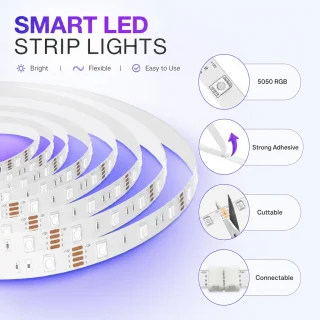 LED RGB lente 3 m ar USB pieslēgumu, LED gaismas josla, LED virtene 4