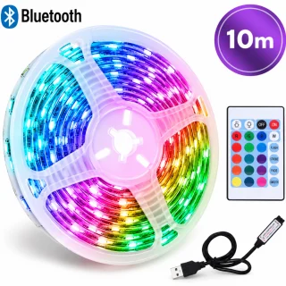 RGB LED lente ar Bluetooth, 10 m, USB LED sloksne ar tālvadību, RGB apgaismojuma lenta