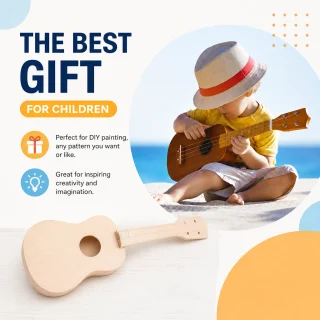 Akustiskā ukulele komplekts montāžai un izgatavošanai, DIY ukuleles komplekts, radošais roku darba ukuleles komplekts 3