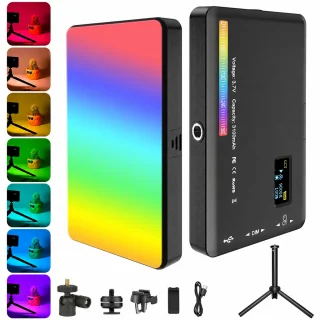 RGB LED kameras gaisma, 50W, RGB lampa kamerai ar uzlādējamu akumulatoru, RGB apgaismojums kamerai, portatīvā video gaisma 2