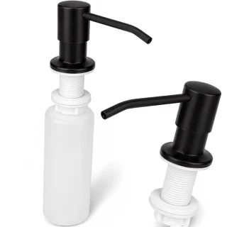 Iebūvējamais šķidrā ziepju dozators, melns, 500 ml, iebūvējams izlietnē, iebūvējamais ziepju dozators, iebūvējams šķidro ziepju trauks