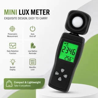Luxmetrs, digitālais gaismas mērītājs, apgaismojuma mērītājs, gaismas intensitātes mēraparāts 2
