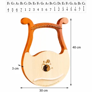 Liras arfa ar 19 stīgām, mūzikas instruments, liras tipa arfa, mazā arfa 3