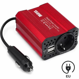 Auto invertors 150 W, 12 V līdz 220 V sprieguma pārveidotājs automašīnai, auto sprieguma pārveidotājs, automašīnas strāvas pārveidotājs